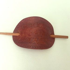 Vintage leather hair clip